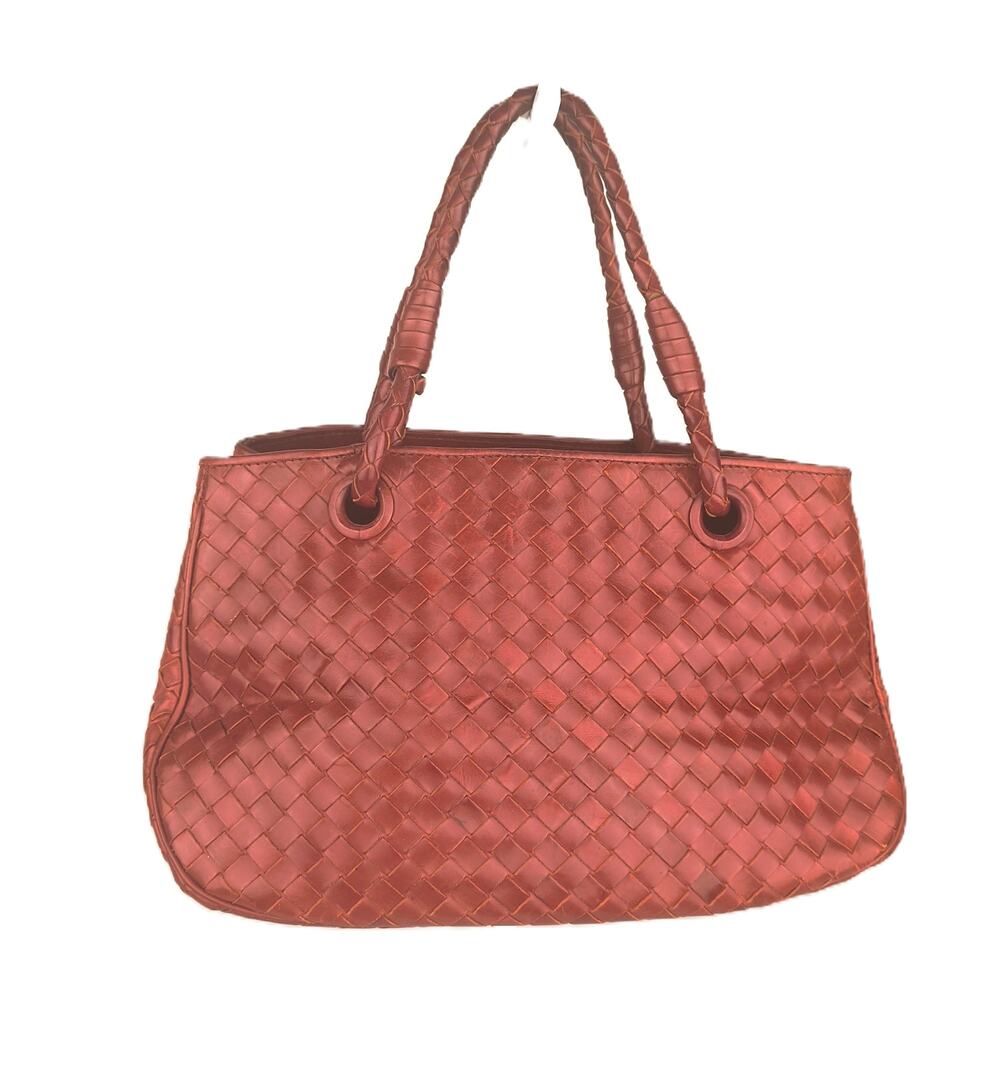 Bottega Veneta Vintage Mini Intrecciato Leather Tote Bag – Red